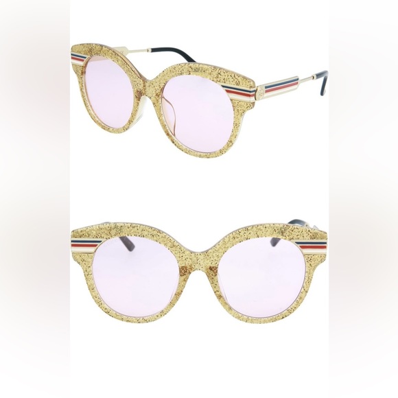 Gucci Glitter 52mm Round Sunglasses - Picture 1 of 7